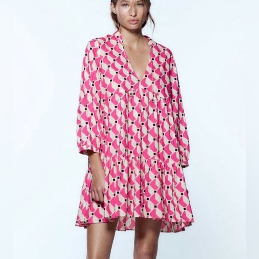 Zara geometric print dress, XS - Picture 2 of 10
